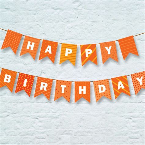 orange happy birthday banner